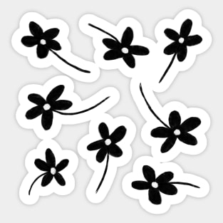 Simple Small Black Flower Pattern on White Sticker